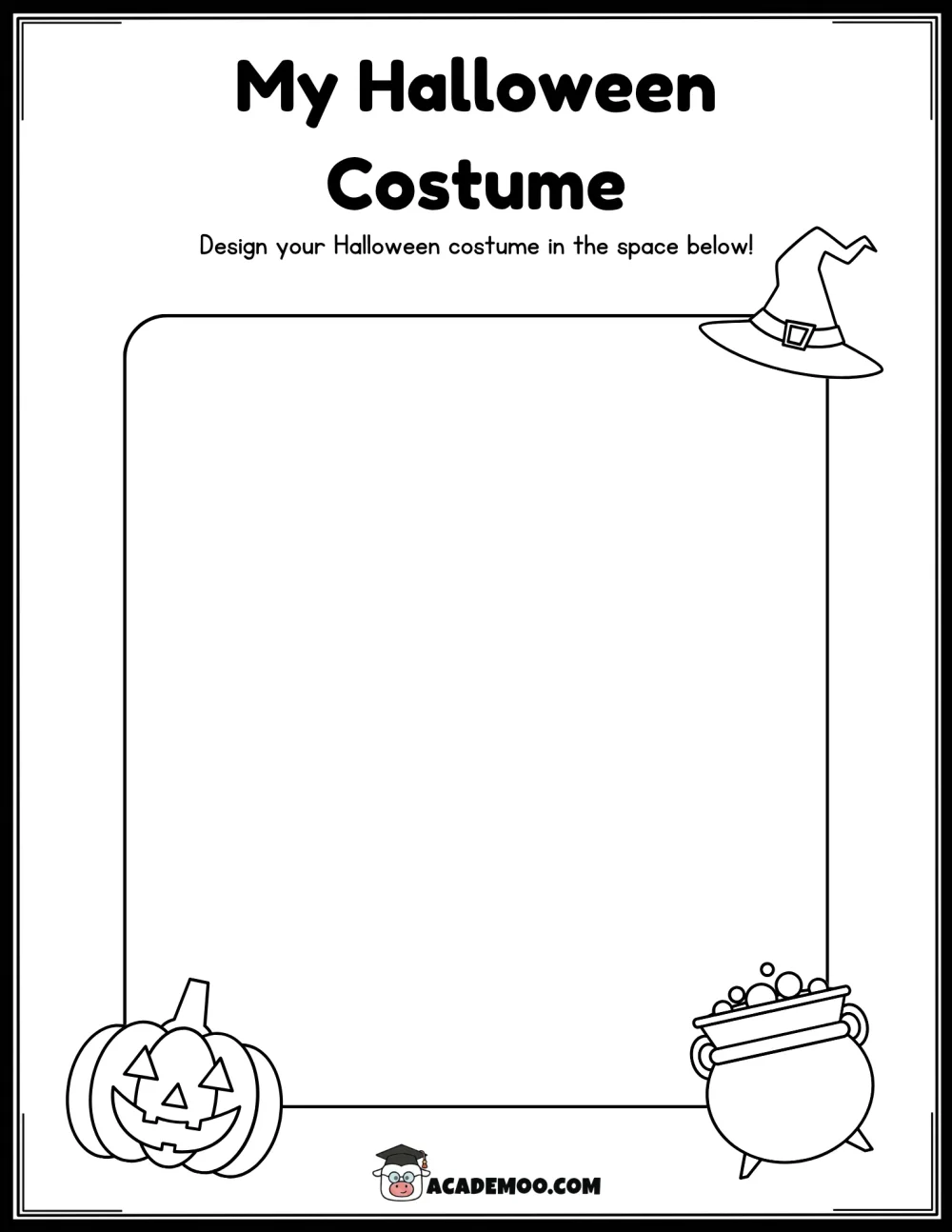 Halloween My Halloween Costume worksheet pre-k language arts printable PDF · Printable halloween my halloween costume worksheet for Pre-K.