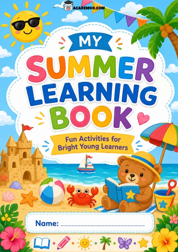 My Summer Learning Book worksheet kindergarten language arts printable PDF · Printable My Summer Learning Book worksheet for Kindergarten.
