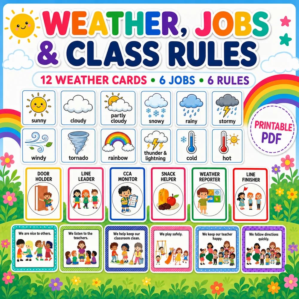 Classroom Routines and Management Printable Set classroom printable — pre-k language arts printable PDF · Printable classroom routines and management set for Pre-K.