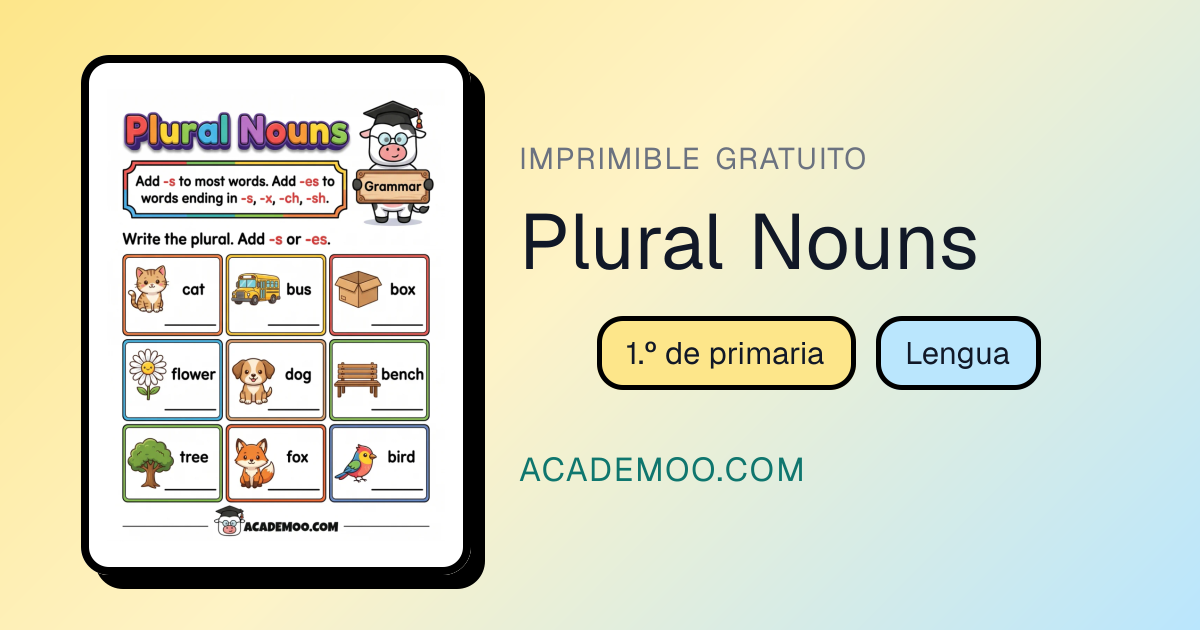 Plural Nouns - Worksheet | Academoo